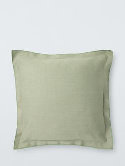 John Lewis Double Oxford Linen Cushion, Sage