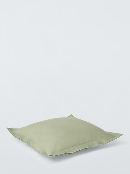 John Lewis Double Oxford Linen Cushion - view 2, Sage