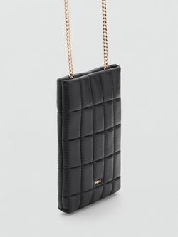 Mango Praline Quilted Phone Case, Black - view 2, Black