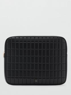 Mango Praline Quilted Laptop Case, Off White, Black