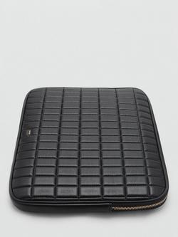 Mango Praline Quilted Laptop Case, Off White - view 2, Black