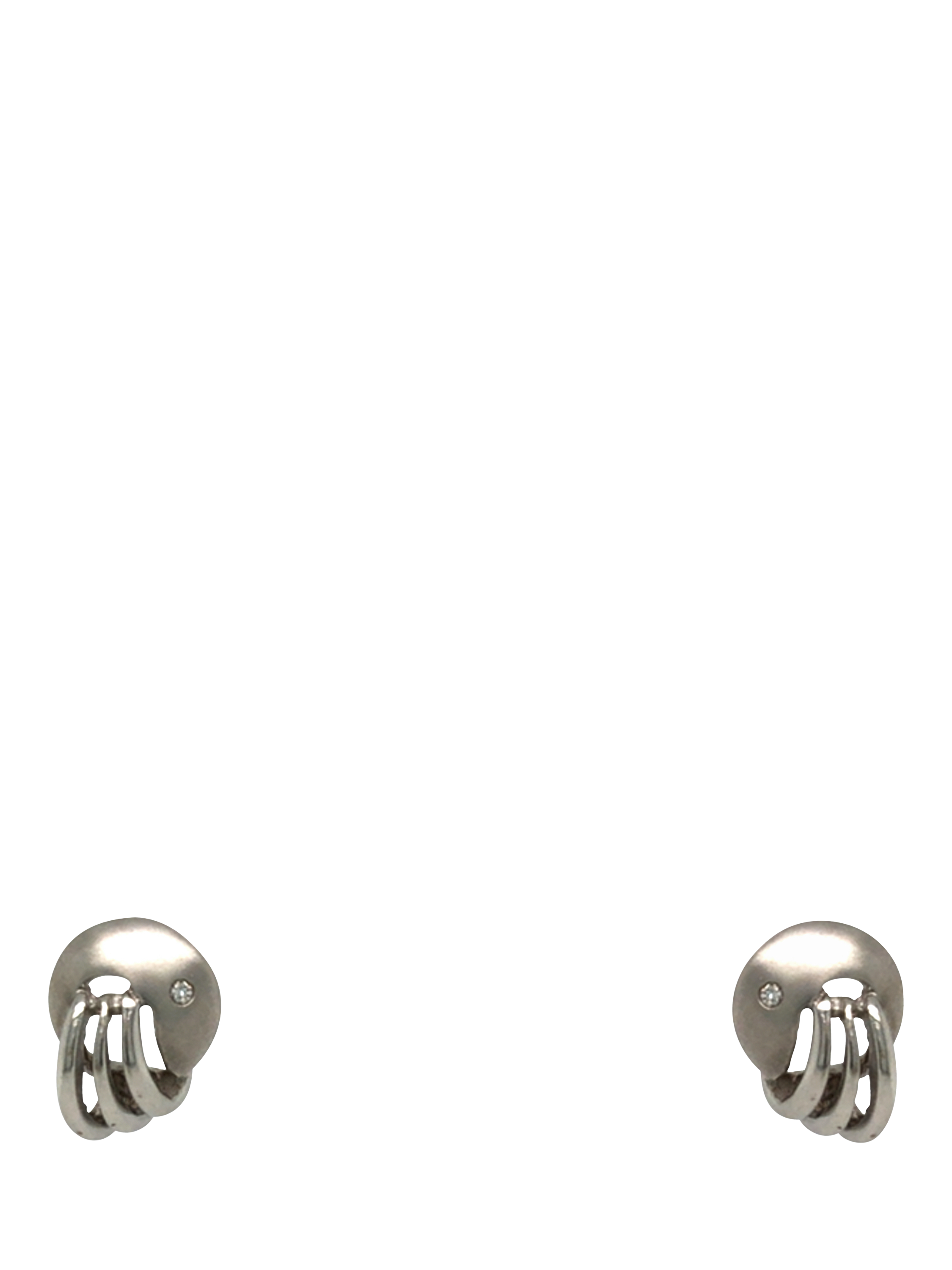 Vintage Fine Jewellery Pre-Loved 18ct Yellow and White Gold Diamond Abstract Knot Stud Earrings