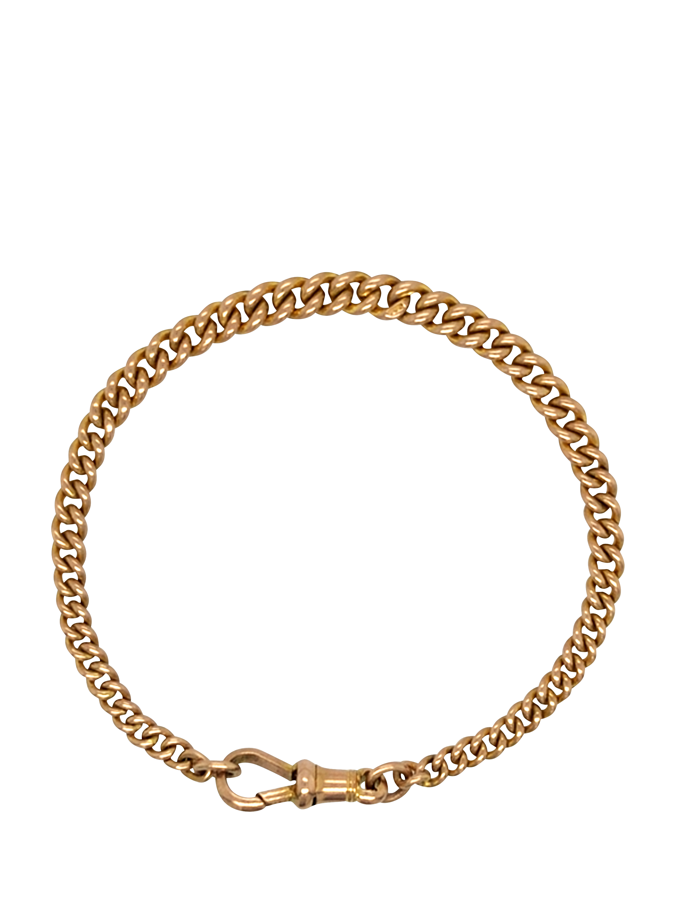Product image 1 of 4, which shows Vintage Fine Jewellery Pre-Loved 9ct Rose Gold Chunky Curb Link Chain Bracelet, Dated Birmingham 1905