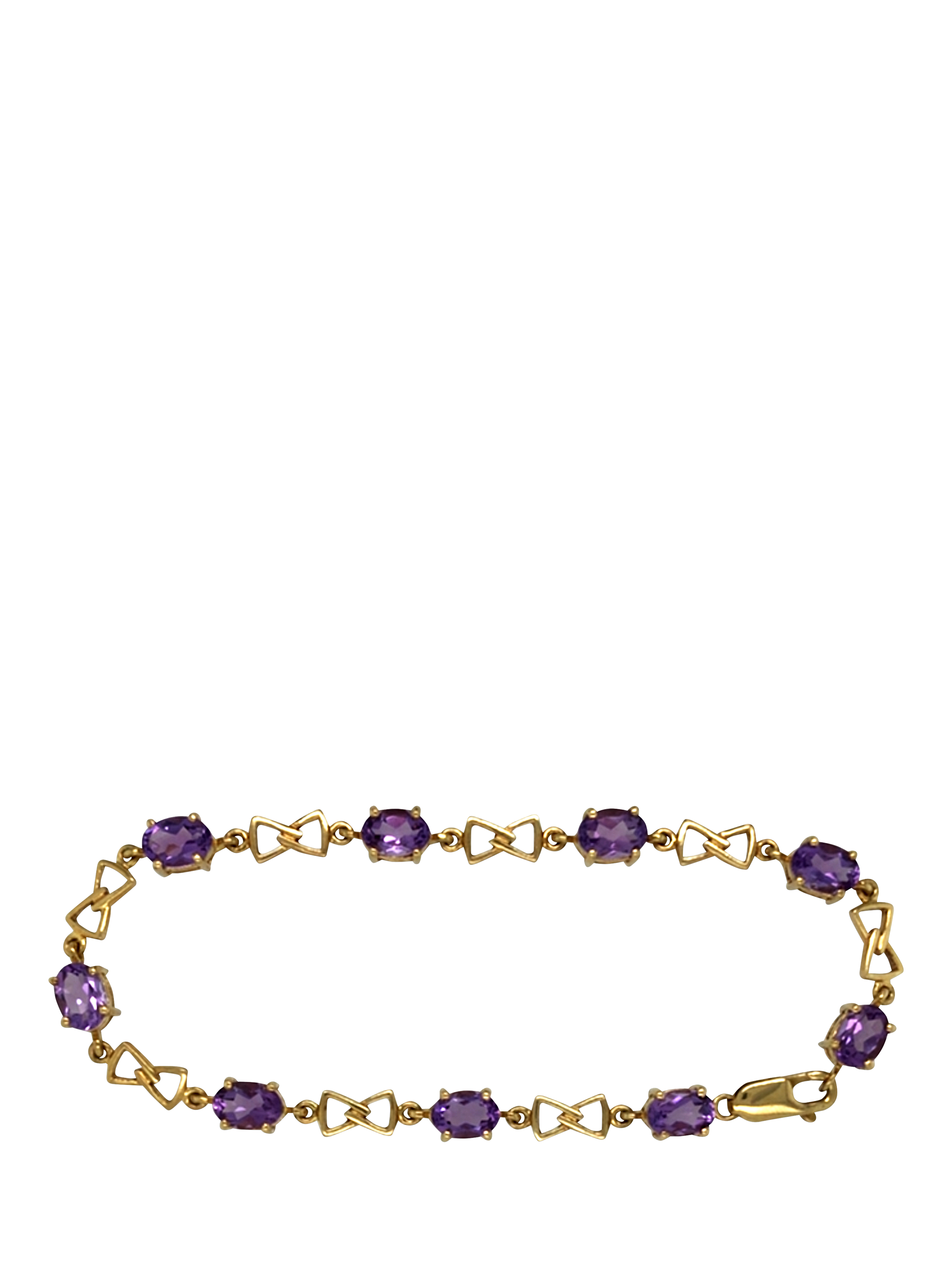 Product image 1 of 3, which shows Vintage Fine Jewellery Pre-Loved 9ct Yellow Gold Amethyst Chain Bracelet, Gold