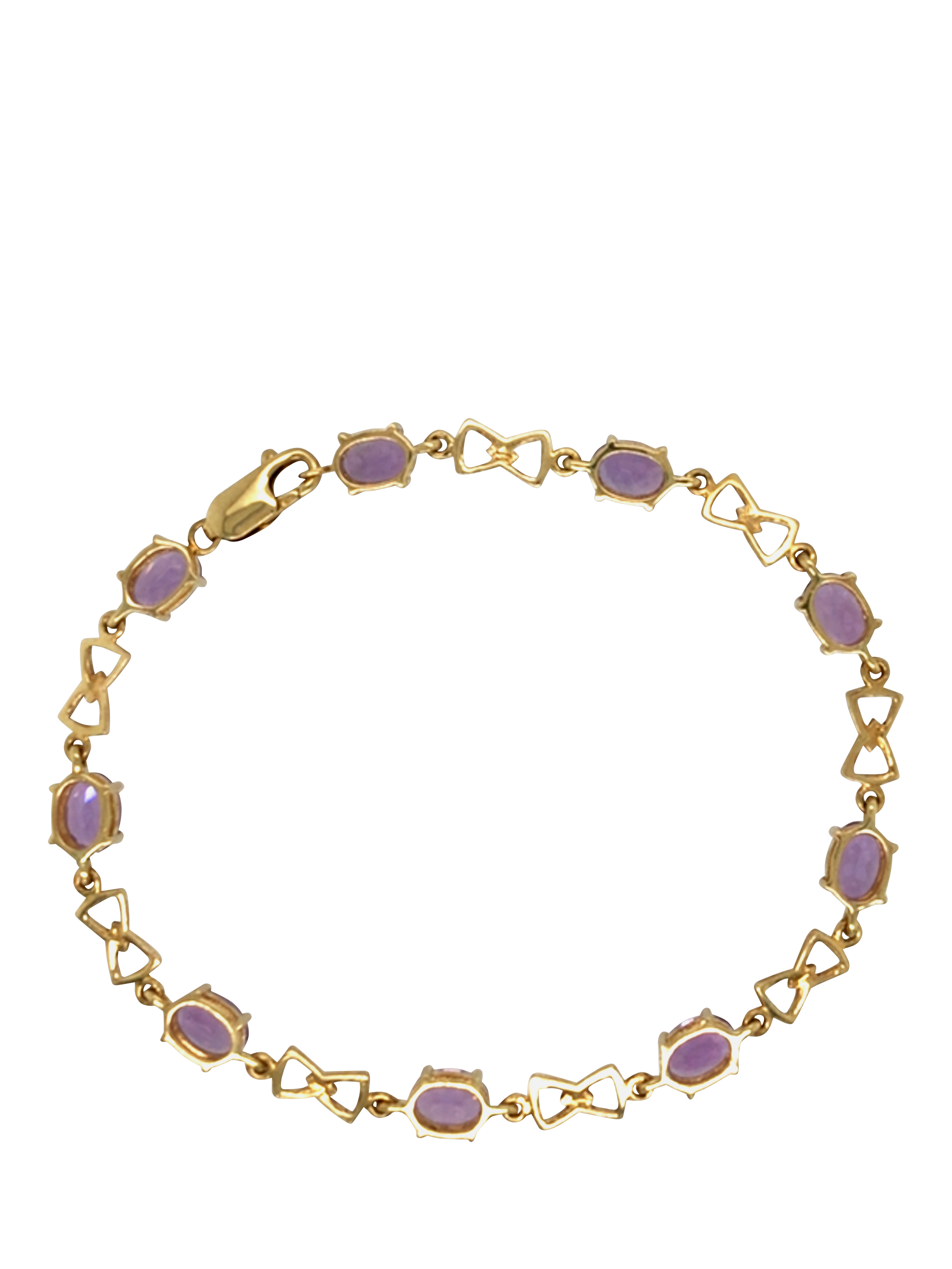 Product image 3 of 3, which shows Vintage Fine Jewellery Pre-Loved 9ct Yellow Gold Amethyst Chain Bracelet, Gold