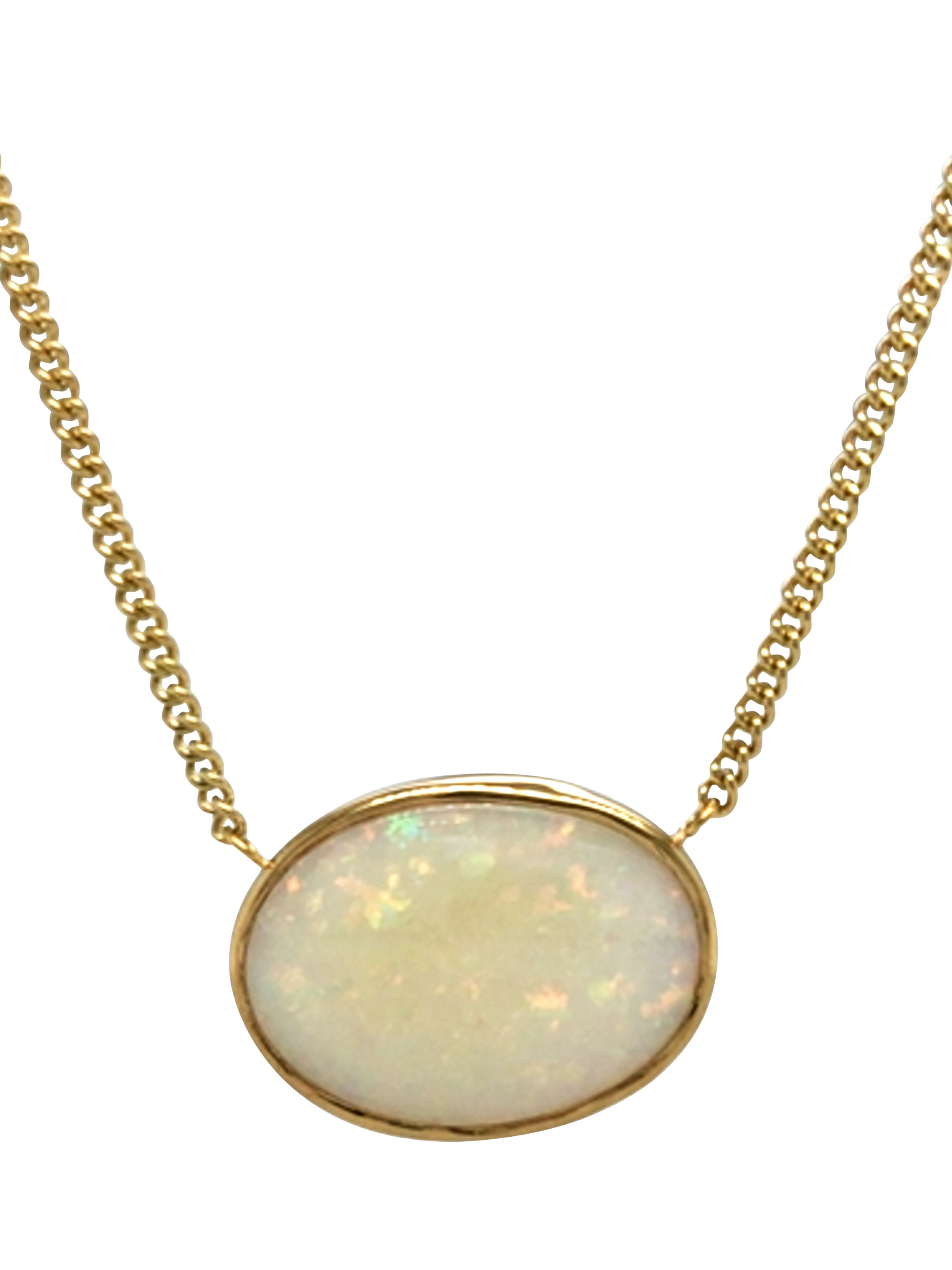Vintage Fine Jewellery Pre-Loved 9ct Yellow Gold Oval Opal Pendant Necklace