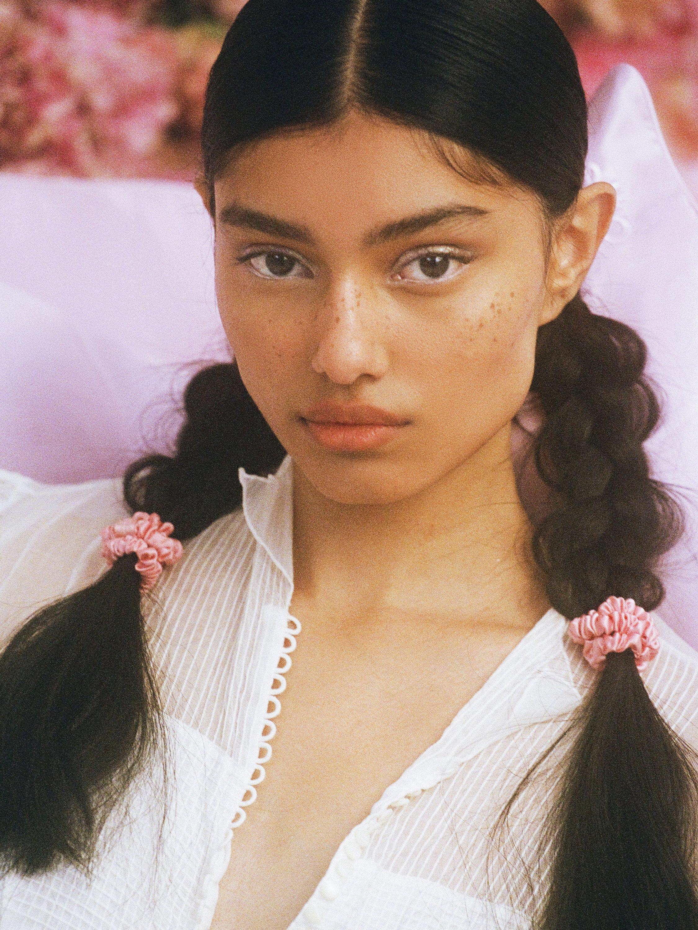 Product image 3 of 5, which shows Slip® Skinny Silk Scrunchies, Pack of 4, Rose
