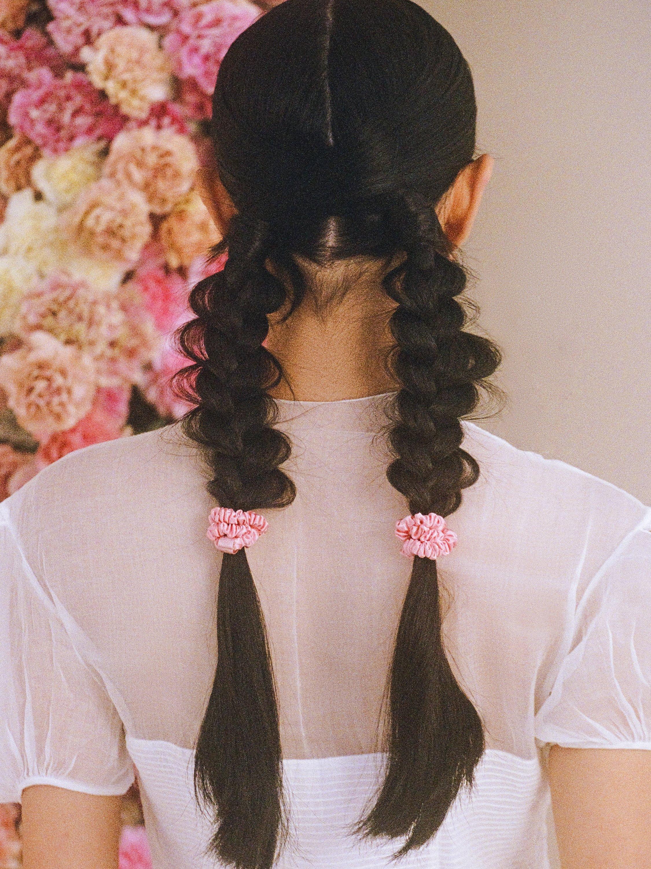 Product image 4 of 5, which shows Slip® Skinny Silk Scrunchies, Pack of 4, Rose