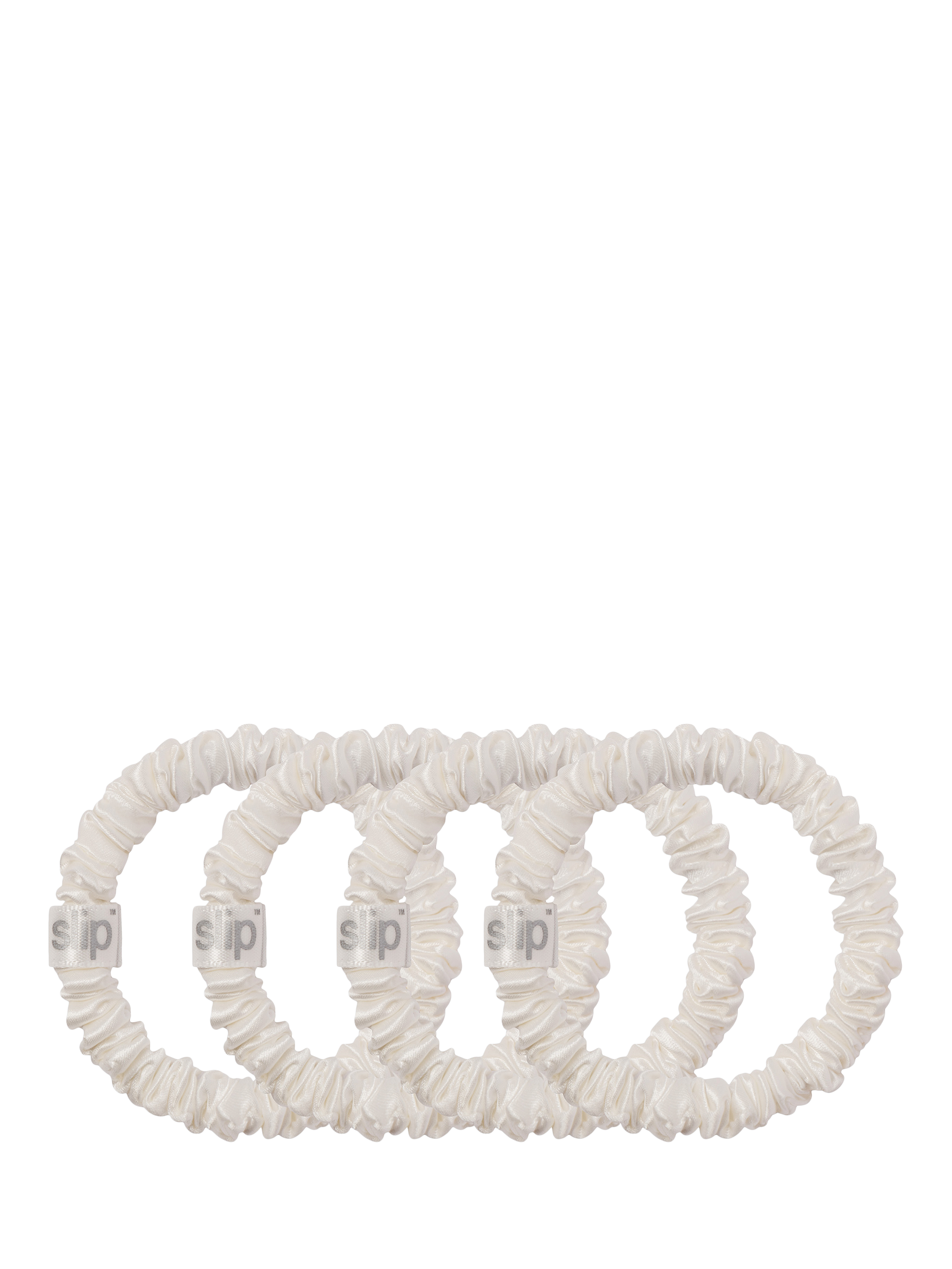 Product image 1 of 5, which shows Slip® Skinny Silk Scrunchies, Pack of 4, White