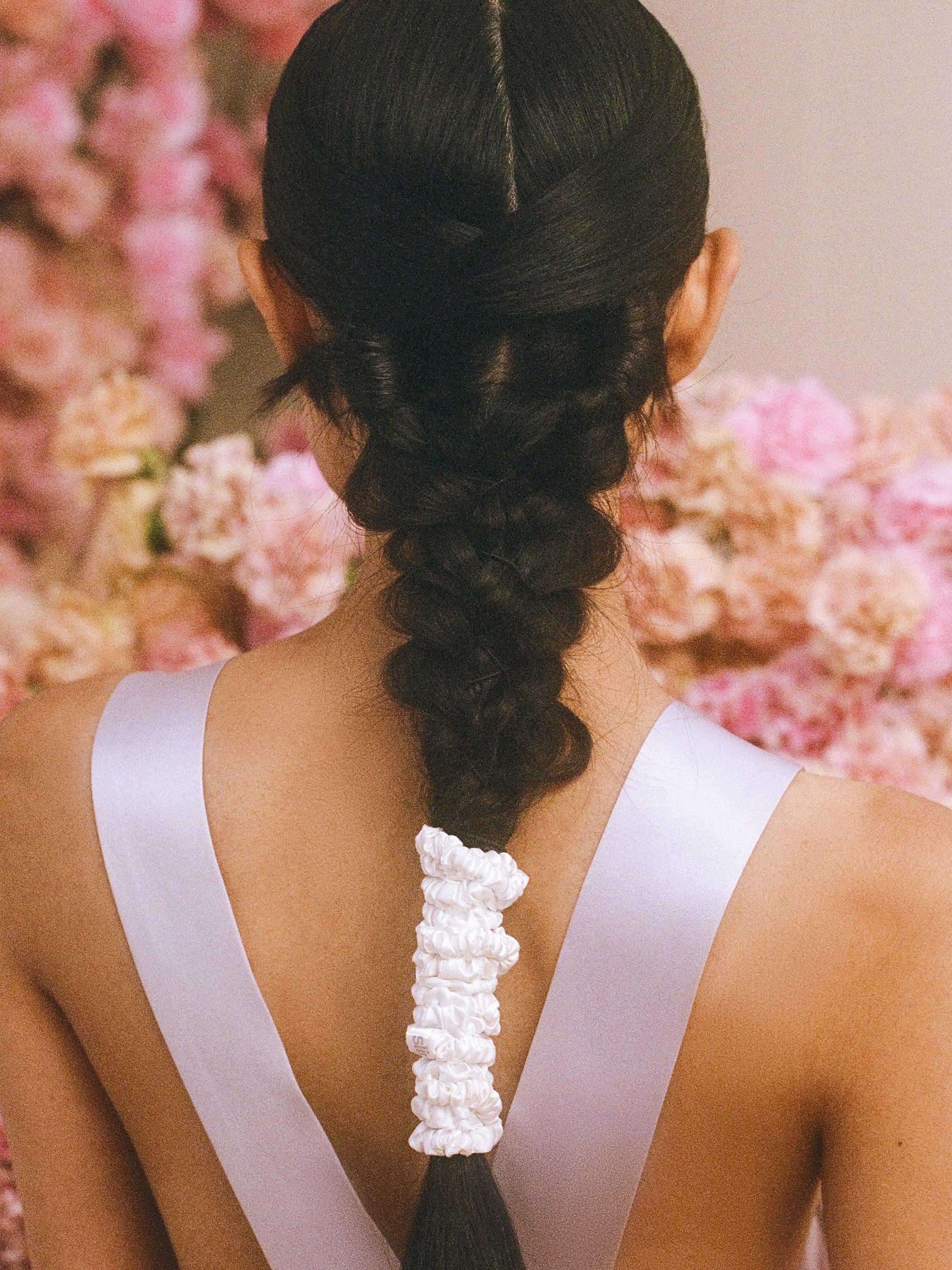Product image 3 of 5, which shows Slip® Skinny Silk Scrunchies, Pack of 4, White