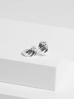 Jon Richard Silver Plated Ridge Hoop Earrings, Silver - view 2, Silver