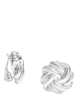 Jon Richard Polished Knot Clip Earrings, Silver