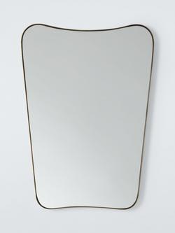 John Lewis Mid-Century Curved Metal Frame Wall Mirror, 70 x 50cm, Antique Brass, Brass Antique