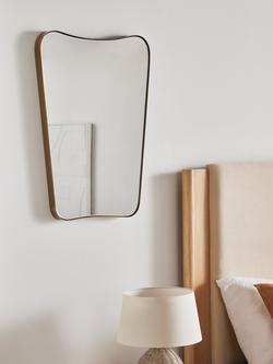 John Lewis Mid-Century Curved Metal Frame Wall Mirror, 70 x 50cm, Antique Brass - view 2, Brass Antique