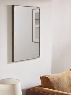 John Lewis Distressed Metal Frame Wall Mirror, 70 x 50cm, Antique Silver - view 2, Silver Antique