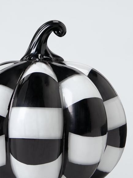 John Lewis Glass Pumpkin, Monochrome Check - view 2, White/Black
