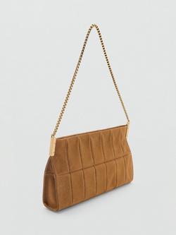 Mango Cocoa Suede Baguette Bag, Brown - view 2, Brown