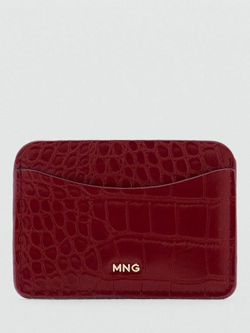 Product image 1 of 5, which shows Mango Leonor Croc Effect Card Holder, Red