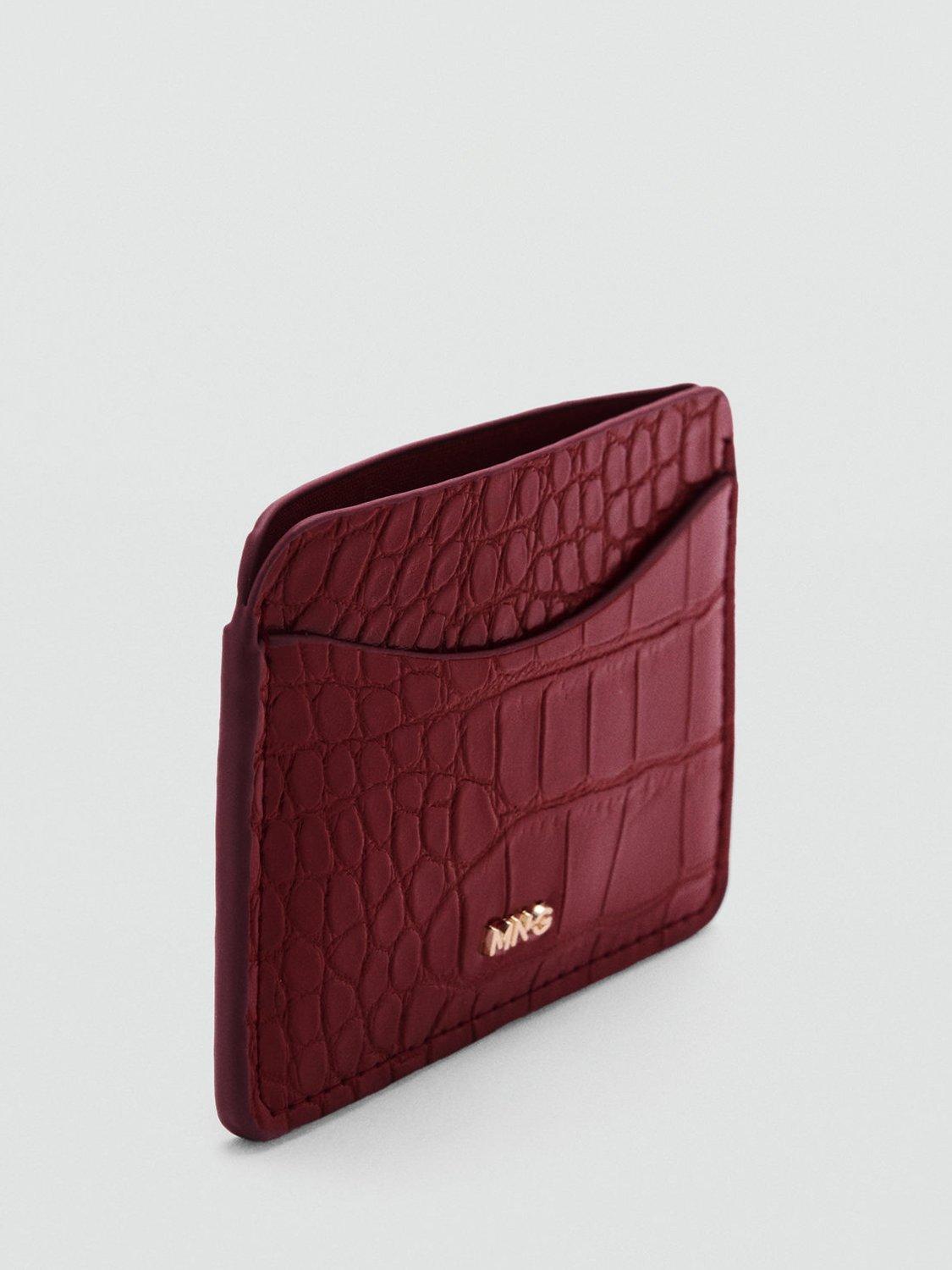 Product image 2 of 5, which shows Mango Leonor Croc Effect Card Holder, Red