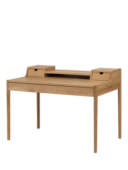 MADE Leo Wide Desk, Dark Stained Oak, Oak