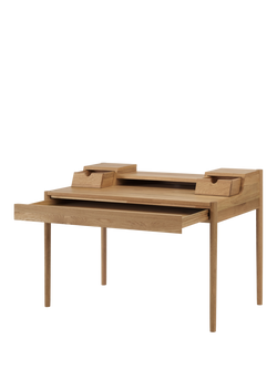 MADE Leo Wide Desk, Dark Stained Oak - view 2, Oak