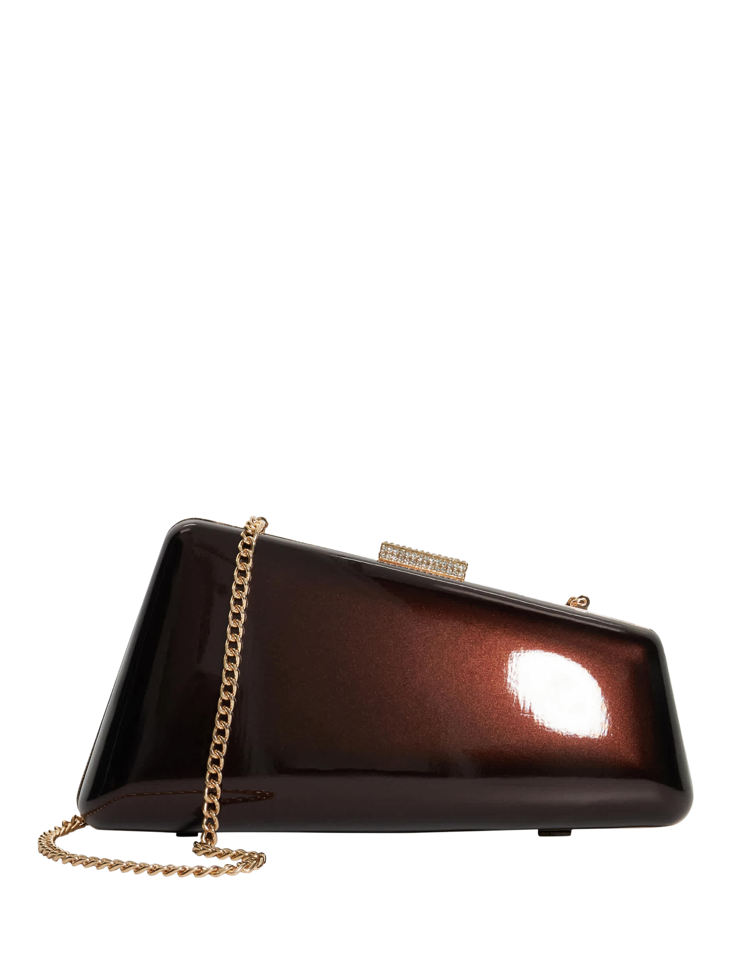Product image 1 of 5, which shows Dune London Balancing Clutch Bag, Brown