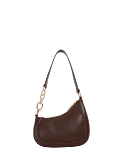 Dune London Direction Asymmetric Chain Detail Suede Shoulder Bag - view 2, Dark Brown