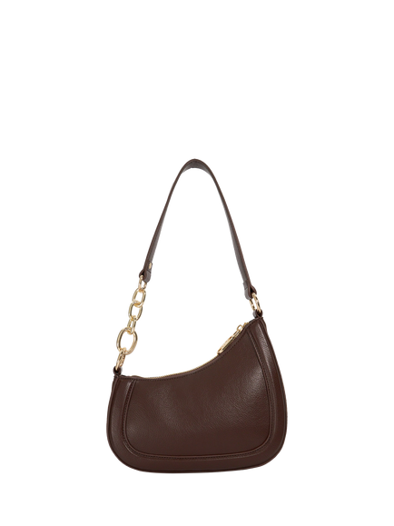 Dune London Direction Asymmetric Chain Detail Suede Shoulder Bag - view 2, Dark Brown