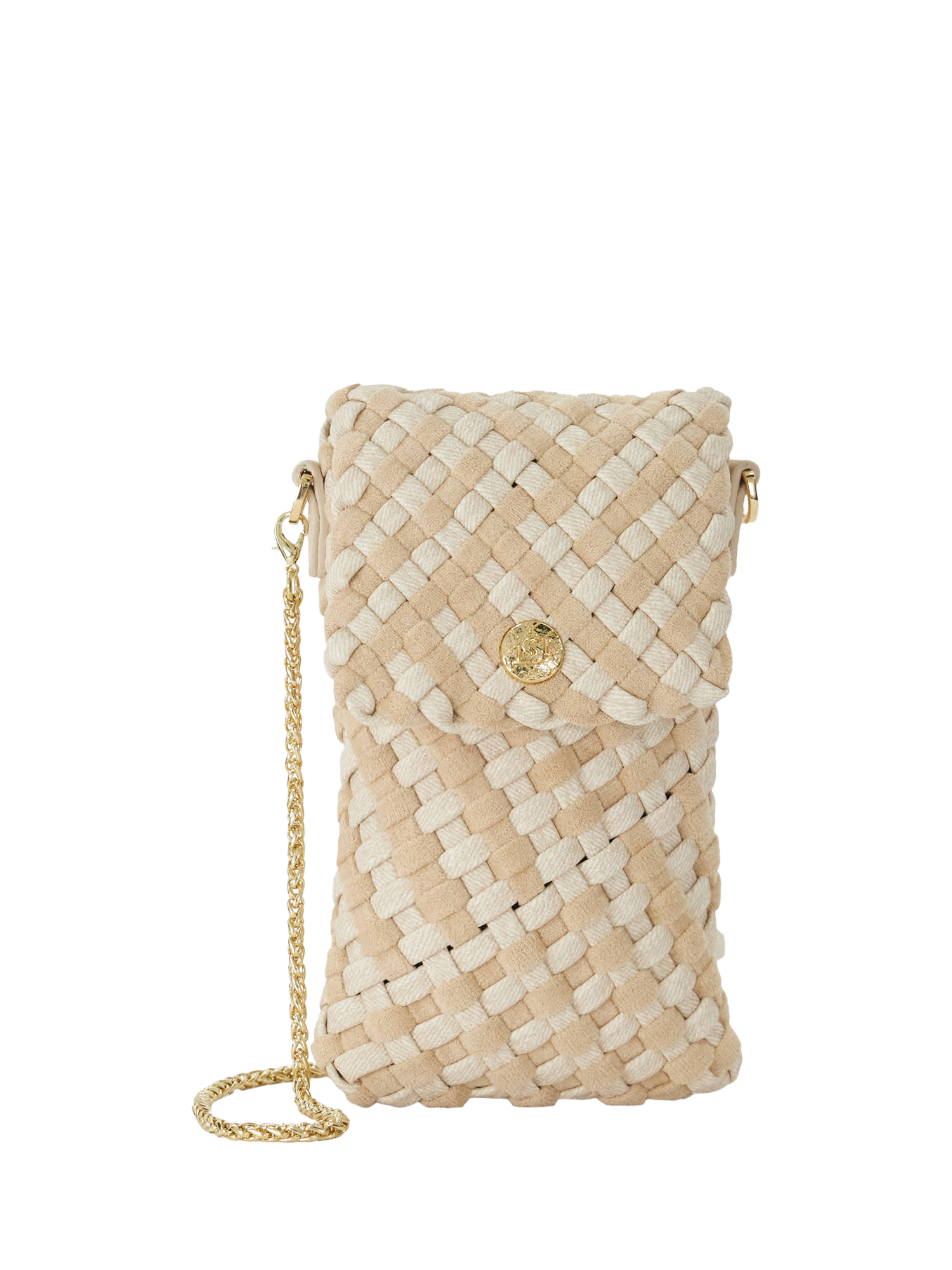 Dune Saff Woven Phone Bag, Cream