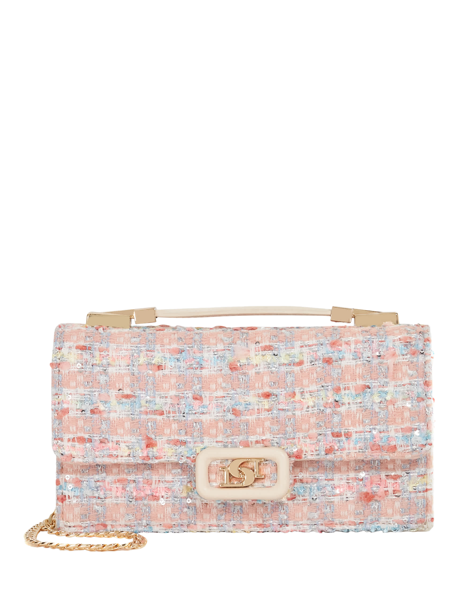Product image 1 of 5, which shows Dune London Skilled Textured Crossbody Bag, Pink