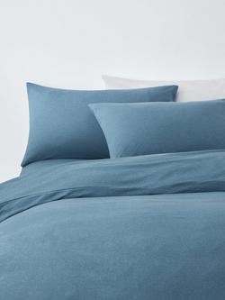 John Lewis Cotton Jersey Duvet Covet Set with Fitted Sheet, Bluestone