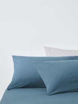 John Lewis Cotton Jersey Duvet Covet Set with Fitted Sheet - view 2, Bluestone