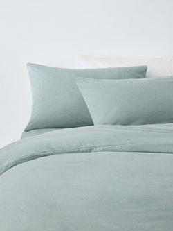 John Lewis Cotton Jersey Duvet Covet Set with Fitted Sheet, Dusty Green