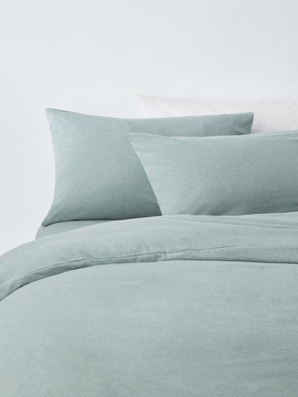 John Lewis Cotton Jersey Duvet Cover Set with Fitted Sheet, Dusty Green