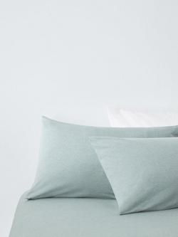 John Lewis Cotton Jersey Duvet Covet Set with Fitted Sheet - view 2, Dusty Green