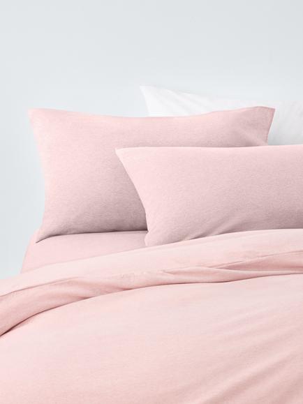 John Lewis Cotton Jersey Duvet Covet Set with Fitted Sheet, Plaster Pink