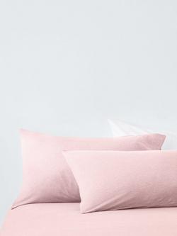 John Lewis Cotton Jersey Duvet Covet Set with Fitted Sheet - view 2, Plaster Pink