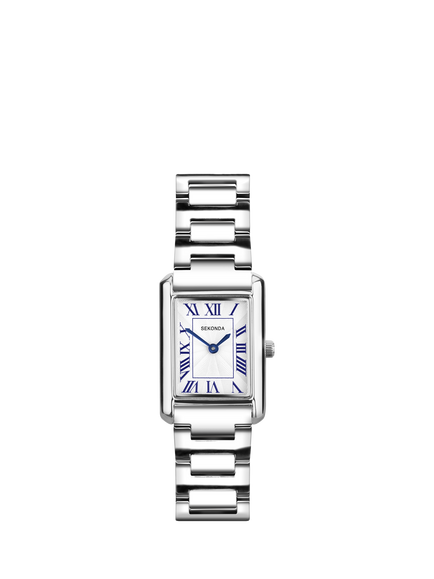 Sekonda 40692 Women's Guilloche Dial Bracelet Strap Watch, Silver, Silver