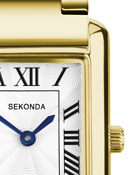 Sekonda 40694 Women's Guilloche Dial Bracelet Strap Watch, Gold - view 2, Gold