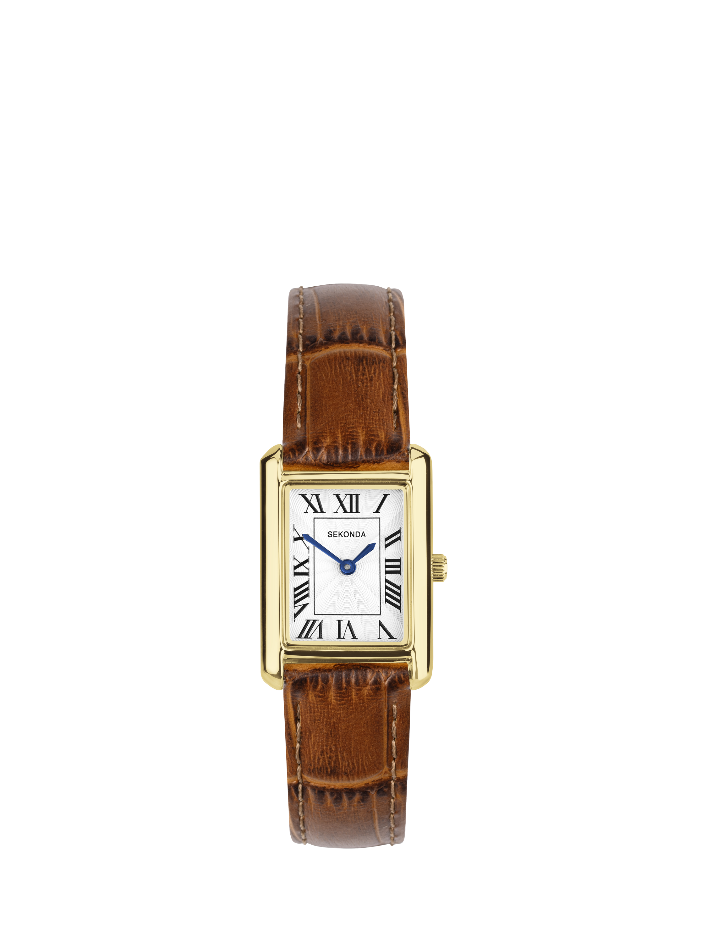 Product image 1 of 6, which shows Sekonda 40695 Women's Guilloche Dial Leather Strap Watch, Brown
