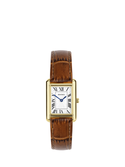 Sekonda 40695 Women's Guilloche Dial Leather Strap Watch, Brown, Brown