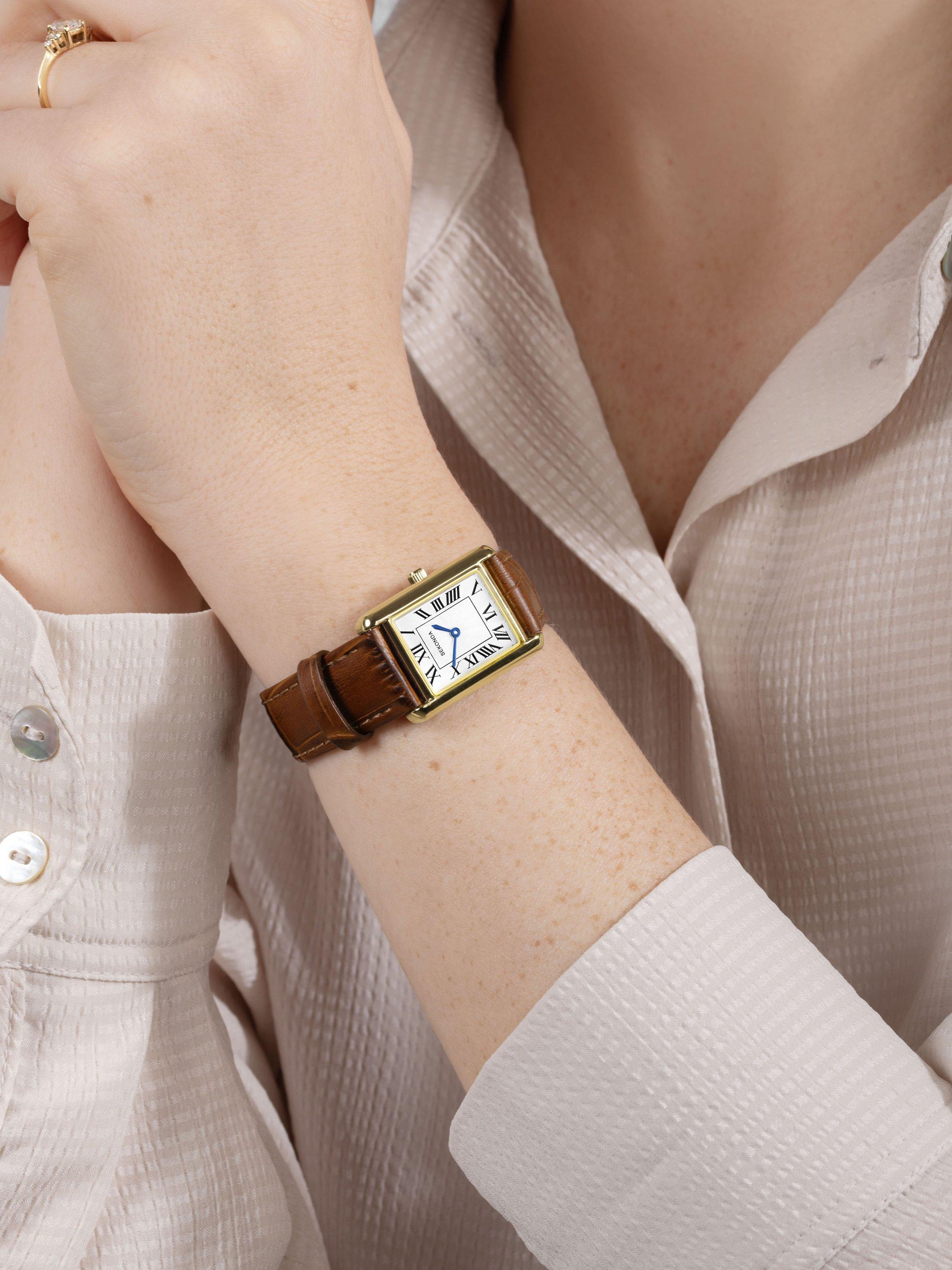 Product image 6 of 6, which shows Sekonda 40695 Women's Guilloche Dial Leather Strap Watch, Brown