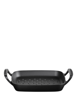 Le Creuset BBQ Outdoor Cast Iron Square Grilling Basket, 30cm, Satin Black, Satin Black