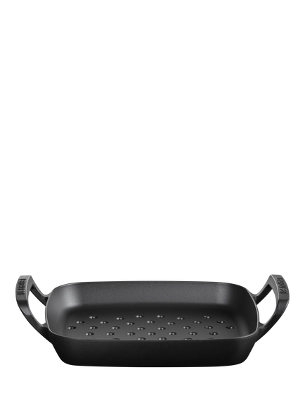Le Creuset BBQ Outdoor Cast Iron Square Grilling Basket, 30cm, Satin Black, Satin Black
