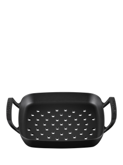 Le Creuset BBQ Outdoor Cast Iron Square Grilling Basket, 30cm, Satin Black - view 2, Satin Black