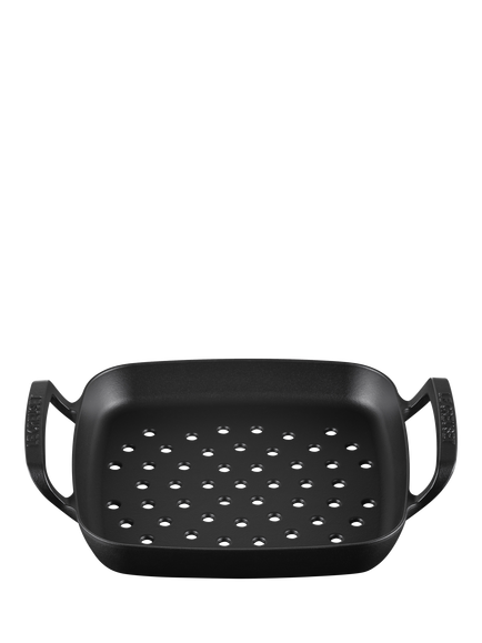 Le Creuset BBQ Outdoor Cast Iron Square Grilling Basket, 30cm, Satin Black - view 2, Satin Black