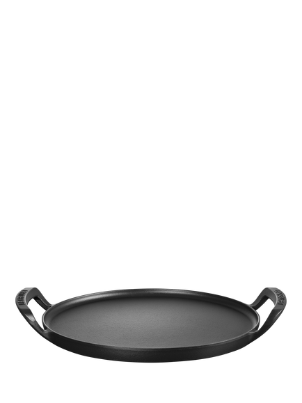 Le Creuset BBQ Outdoor Cast Iron Pizza Pan, 35cm, Satin Black, Satin Black