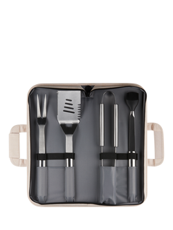 Le Creuset BBQ Outdoor Stainless Steel BBQ Utensils with Carry Bag, Set of 4 - view 2, Black
