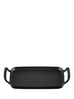 Le Creuset Outdoor Cast Iron Rectangular Griddle, 40cm, Matte Black, Matte Black
