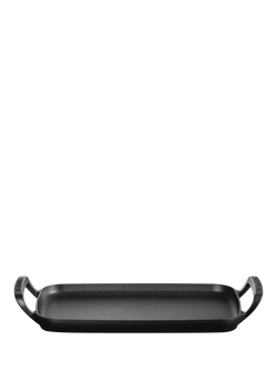 Le Creuset Outdoor Cast Iron Rectangular Griddle, 40cm, Matte Black - view 2, Matte Black